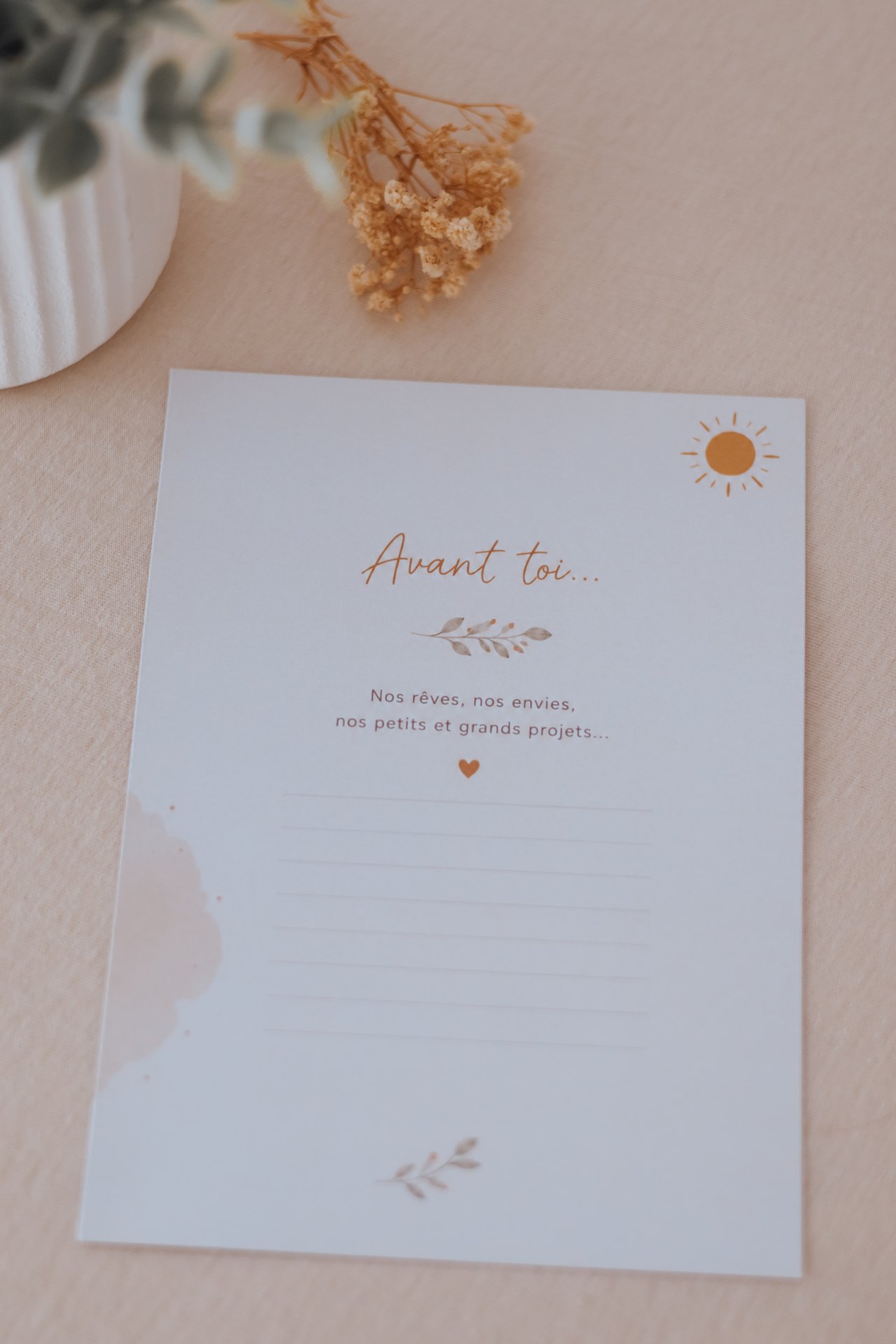 Page « Avant toi » du carnet de grossesse, à remplir pendant l'atelier — Entre Deux