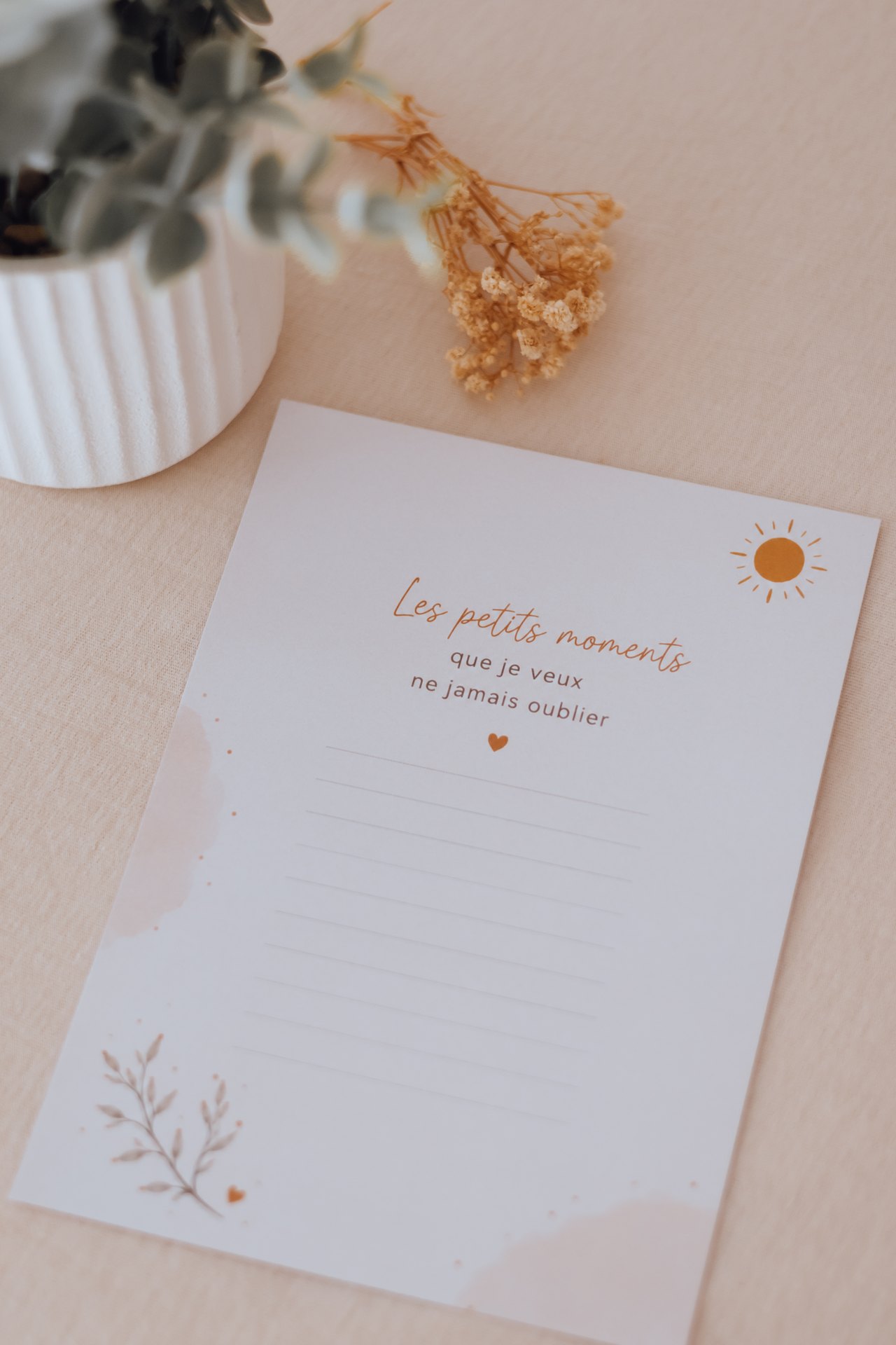 Page « Les petits moments que je veux ne jamais oublier », prête à être remplie — Entre Deux