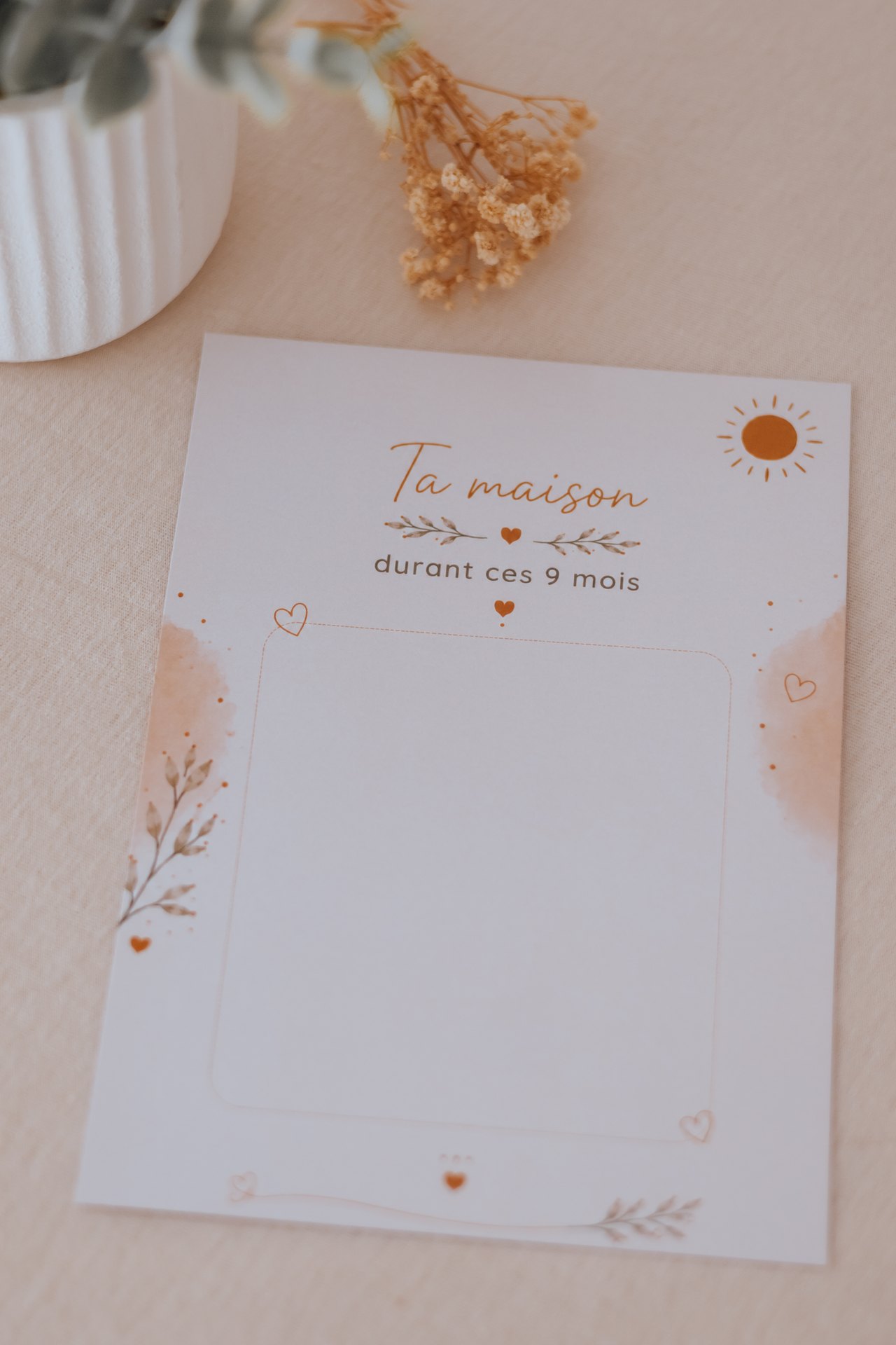 Page « Ta maison durant ces 9 mois » du carnet de grossesse — Entre Deux